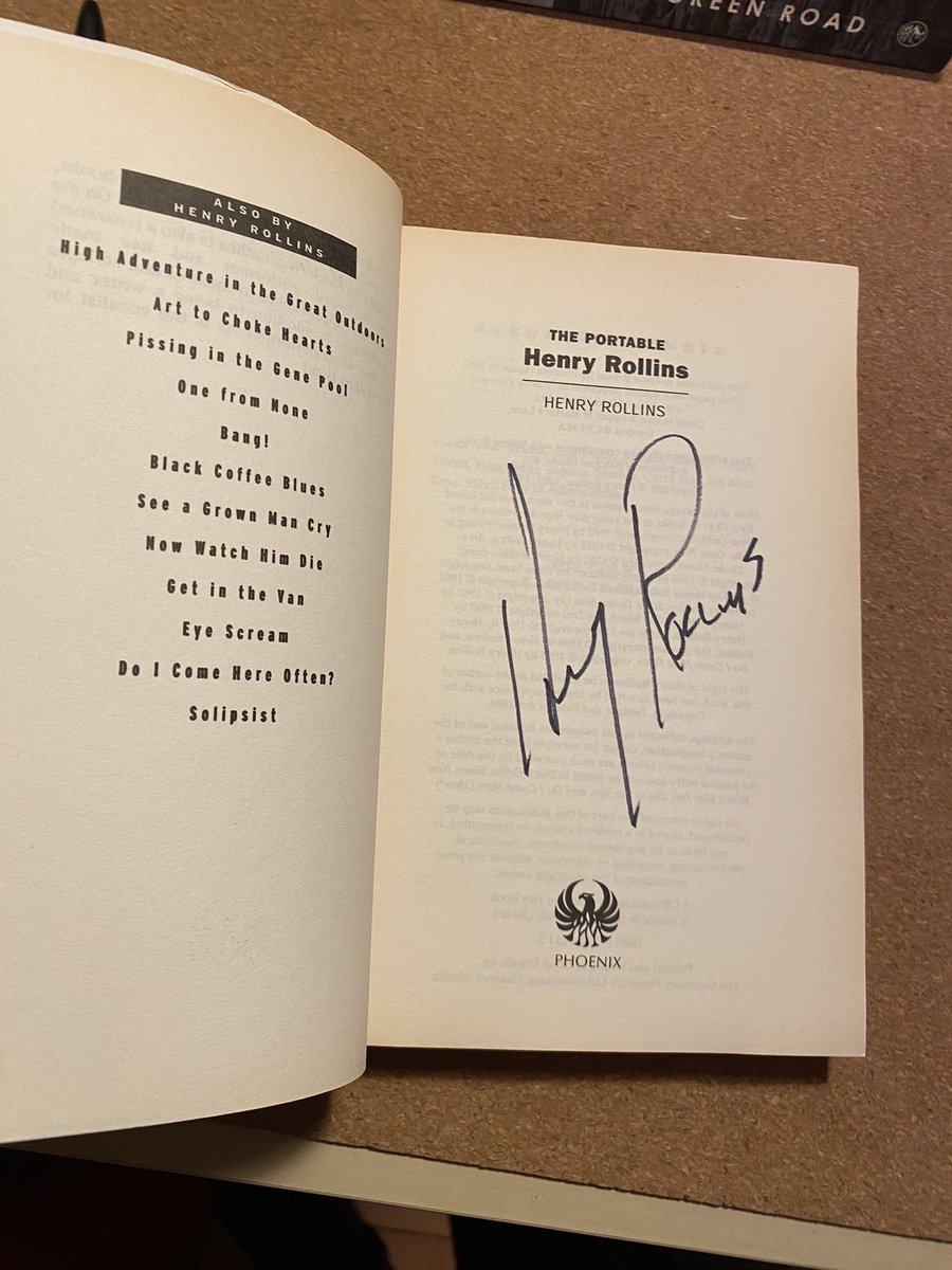 Jimifay's tweet photo. So great to see @henryrollins tonight @LimelightNI 2 1/2 hours pure inspired talk, no music, the intensity is trippy. #partanimalpartmachine Saw him briefly at end, he was exhausted getting on to the bus but he was kind enough to autograph my book - existentialist punk rock soul. https://t.co/pfIAgAnriI