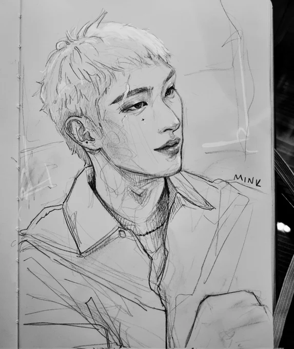 midnight mangi sketch &lt;3 #mingi #ateezfanart 