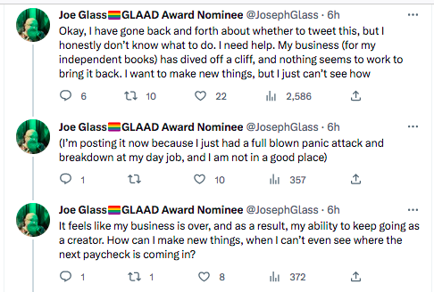 IMEGA_Arts's tweet photo. Newsflash #comicsgate users!
Once again my theory that Anti-CG users have bad luck is proved to be correct once again.

As we can see below Mr. Joe Glass is struggling to keep his indie comic book business afloat.

And anti-cg sjw´s keep saying that CG is losing XD. LMAO! https://t.co/JXBH3wp9Sl