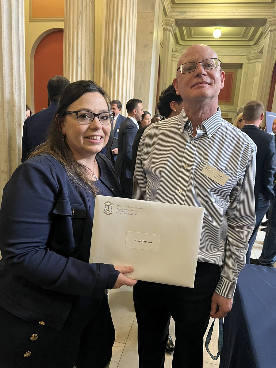 CotterforRI's tweet photo. I was happy to celebrate URI day, my alma mater. My advisor, Ted Shear was at the statehouse to represent. He gives so much of himself to his students. I was honored to give him this Thank you citation. Ted believed in me, even when I didn’t believe in myself. 
#beliketed https://t.co/9eShGhBAAL