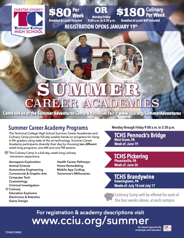 Check this out! Summer Career Academy opportunities at TCHS.😎