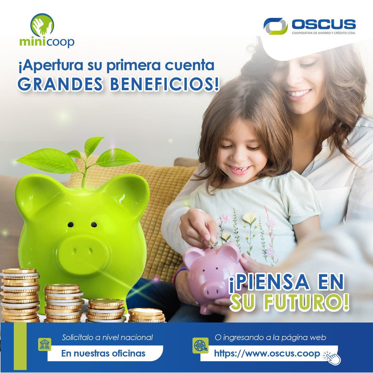 CoopOSCUS's tweet photo. ¡Ahorrar para el futuro de sus sueños!
Solicítales una cuenta MiniCoop en el siguiente enlace: https://t.co/IiVrmqKmbo 
#MiniCoop
#OSCUS https://t.co/TuiOHrcbjH