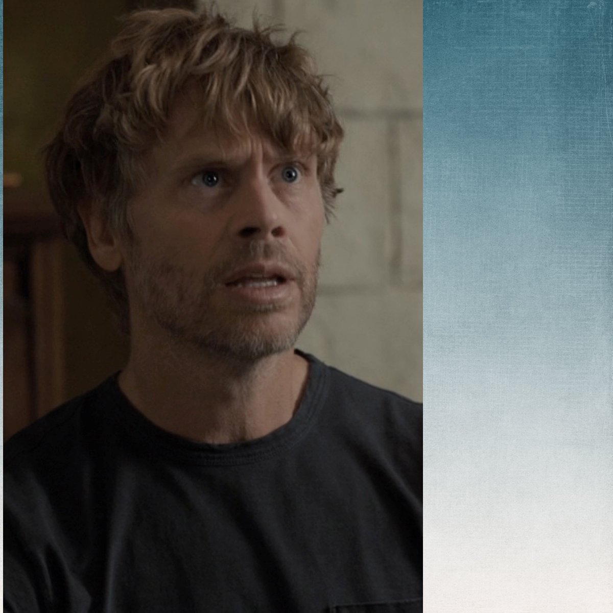 SnoopGirlZ's tweet image. #Deeks Hair. Smile. Compassion. Witty. Proud of his glorious viking mane. Inspector. Husband.