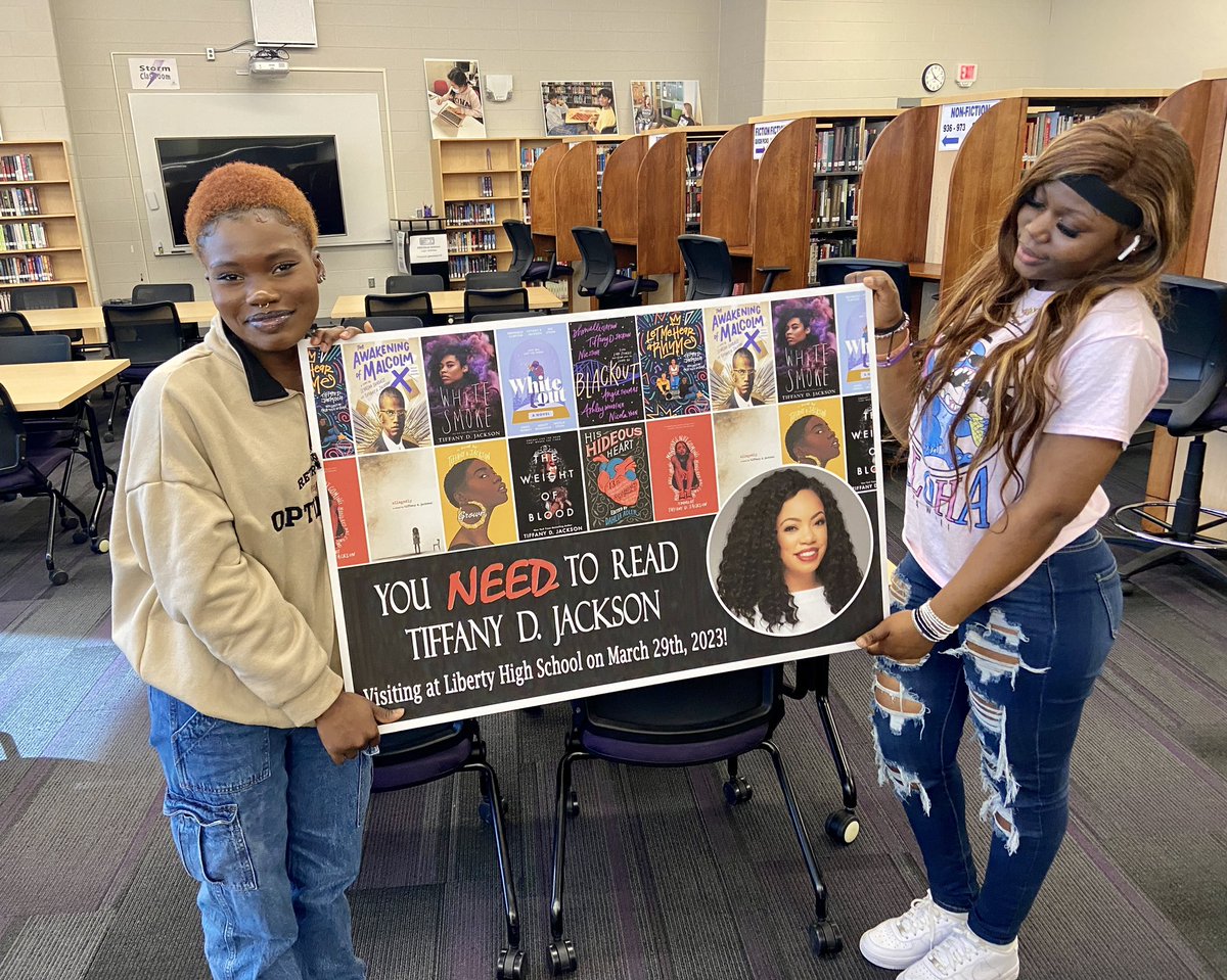 ICCSDLibraries's tweet image. Are Stephanie and Ketshia excited to meet Tiffany D. Jackson tomorrow at Liberty High?! Yes they are!! Mr. Swails is, too! Welcome to our school!! 🙌📚 @WriteinBK @libertyhighiowa  @hillsbank @ICCSDFoundation @IowaCitySchools #Bolts