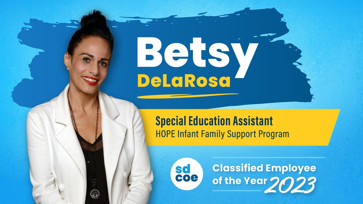 Meet SDCOE's Classified School Employee of the Year, Betsy DeLaRosa, a special education assistant in the HOPE Infant Family Support Program, where our youngest learners and their families find help and resources. Congrats, Betsy, and thank you!
bit.ly/3TSZpAO