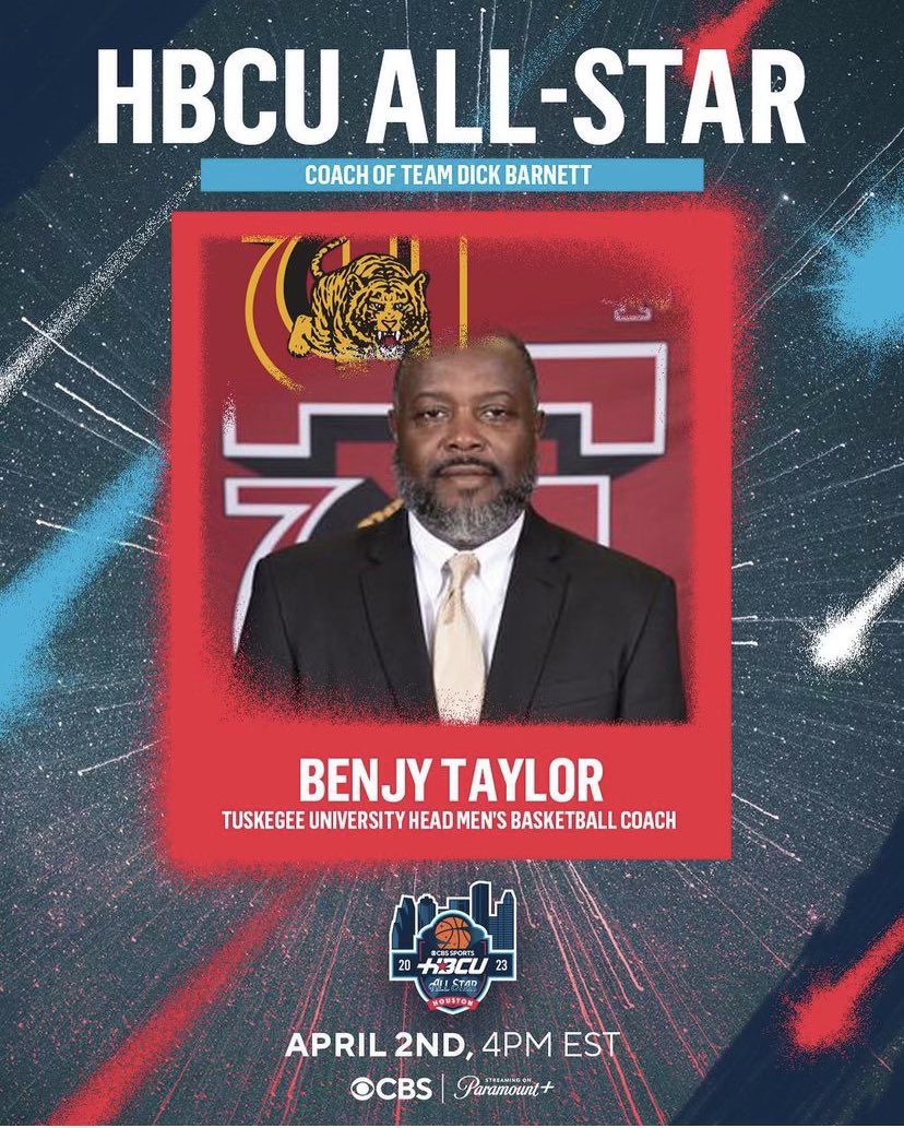 The BCU would like to congratulate one of our founding members Coach Benjy Taylor @benjytuskegee on being named Division 2 #HBCU Coach of the year @Tuskegee_MBB And also for being named a coach to the HBCU All-Star game. @HBCUAllStarGame #Blackcoachesunited
