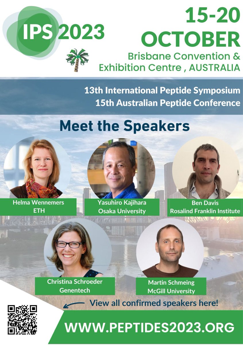 But wait, there's more fantastic scientists speaking at #AusPeptide2023. Make sure to register and submit your abstracts at peptides2023.org to give an oral or poster presentation, joining Helma Wennemers @ETH_DCHAB, Ben Davis @RosFrankInst, @SchmeingLab and others 👀👀