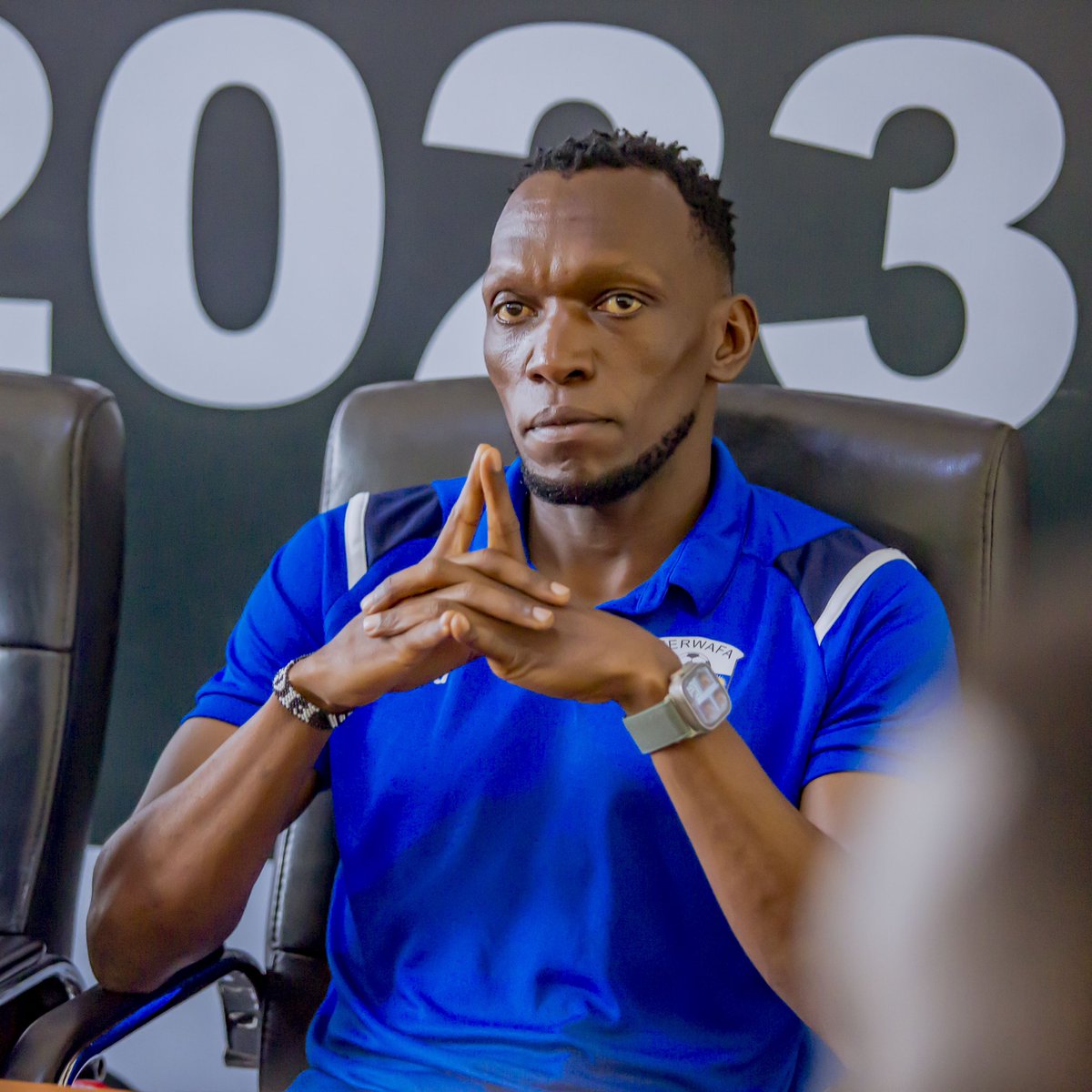 Amavubi Stars team captain, Experienced @MedieKagere during the Pre-match official training session today at Kigali Pele Stadium 🏟️. 'We have a big chance to qualify for upcoming Africa Cup of Nations 2023, all selected players are ready.' #AFCON2023Q