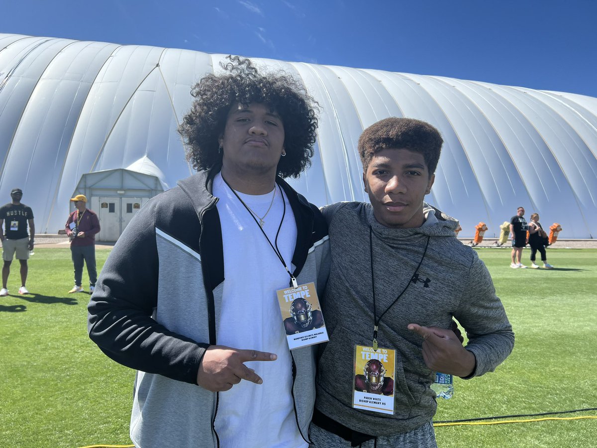 PWhite2024's tweet photo. Had a great time visiting Arizona State Football @KennyDillingham  is building something special in Tempe Thanks for the hospitality @wescoast8 @aguanos!! @CoachTuitele your speech was 🔥🔥@DannyLockhartS1 @dhglove @run2daylightRB @FastTwitchSPP @deemusa @TheRealCoach_6 https://t.co/BCEHBIddGi