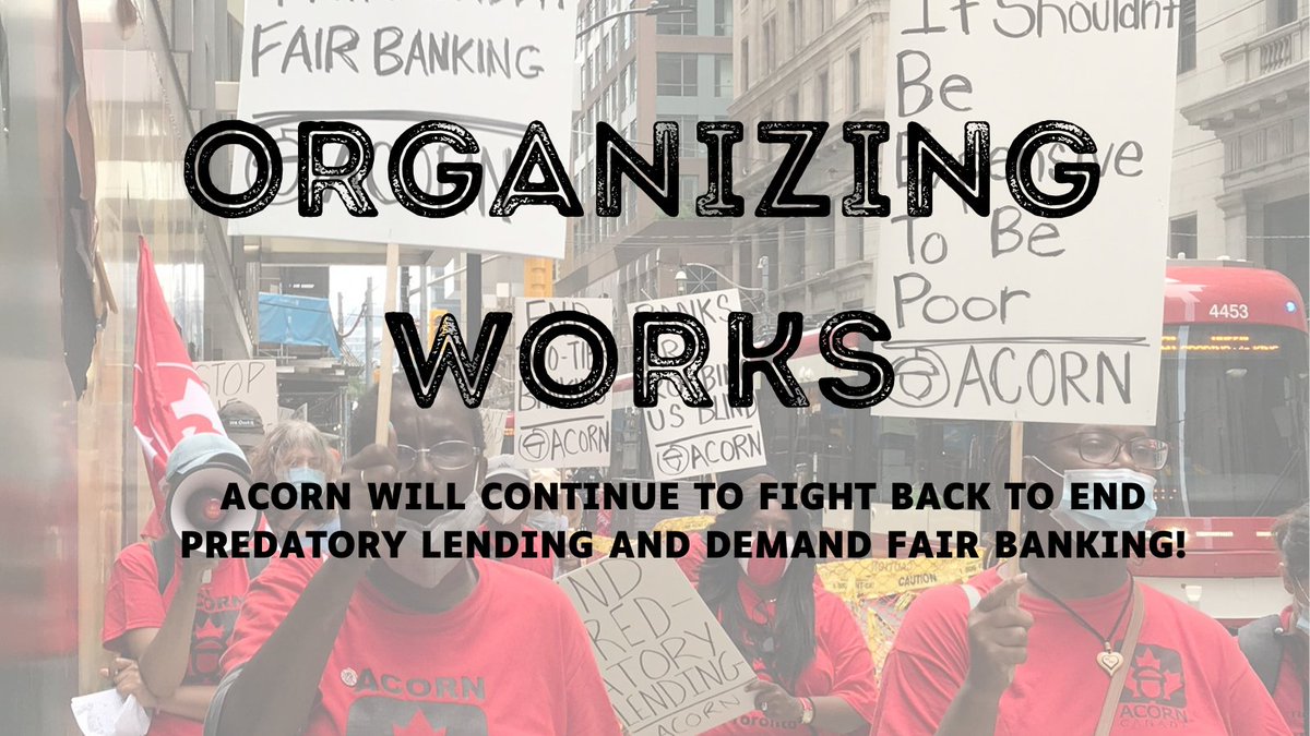 📢📢Organizing works! Today, feds lowered the criminal interest rate for predatory installment loans from 60% to 35% APR. ACORN members have championed the campaign on Fair Banking for years. ACORN looks fwd to working on ensuring it includes ALL lending costs n is enforceable!