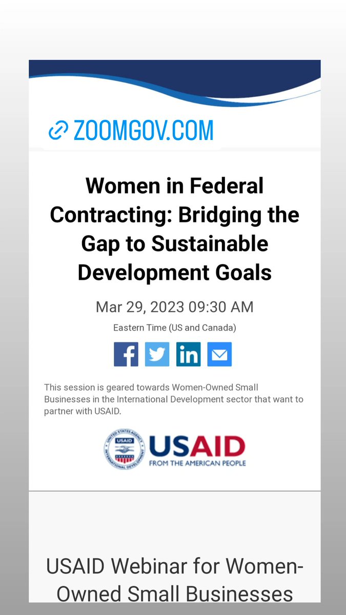 bitly.ws/Cf9N
Wed, March 29, 9:30 AM ET
USAID Webinar for Women-Owned Small Businesses
#OSDBU #USAID #smallbusiness #smallbusinesses #womenownedsmallbusiness #womenownedsmallbusinesses #womenownedbusiness #womenownedbusinesses