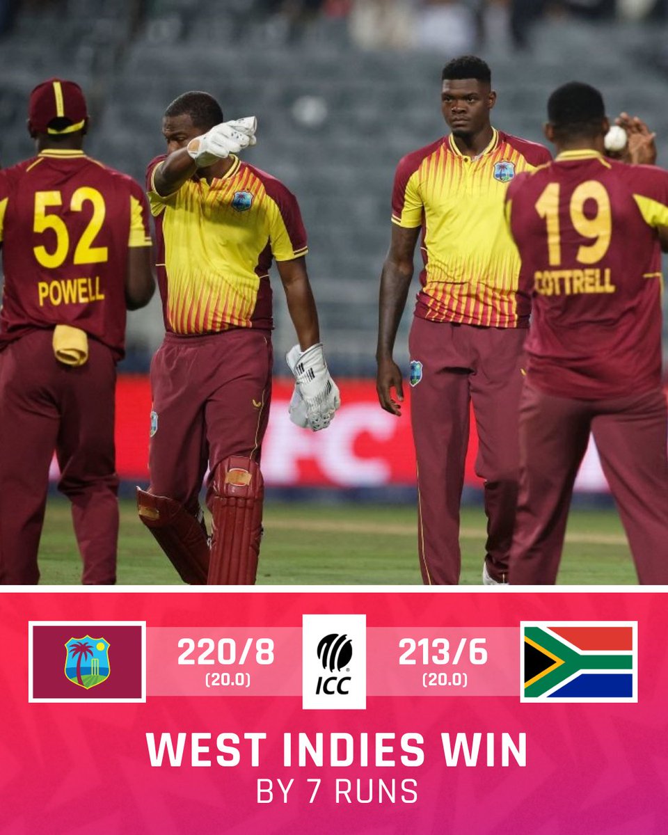 A thrilling victory for the West Indies in the third T20I has helped them clinch the series 2-1 against South Africa 🙌

#SAvWI | 📝 bit.ly/40nfKjH