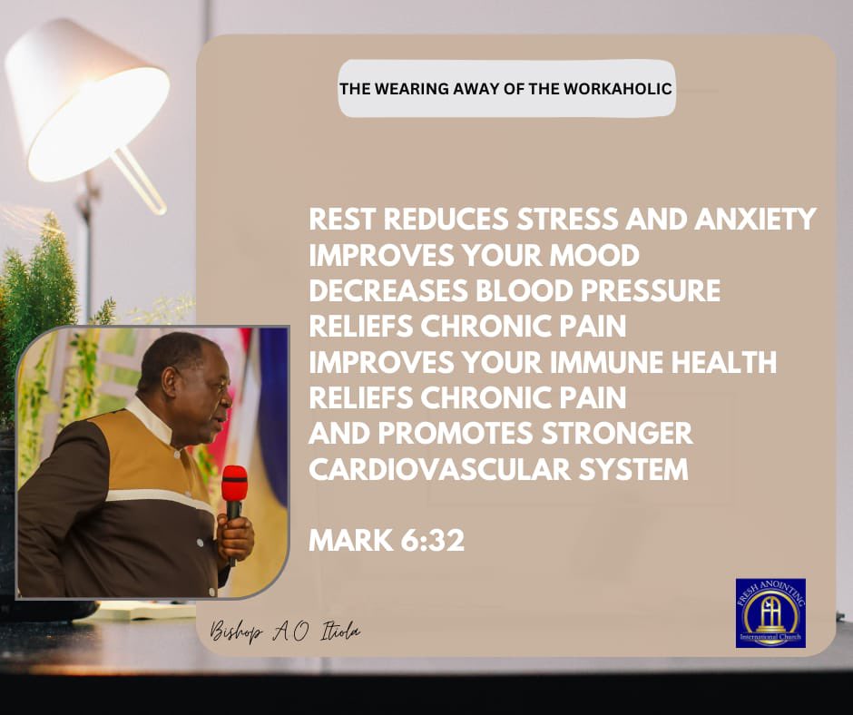BishopAOItiola's tweet photo. Excerpts from the sermon: The Wearing Away of the Workaholic.
Text: Exodus 18:13-18.
#sermon https://t.co/3byWgEFtlG