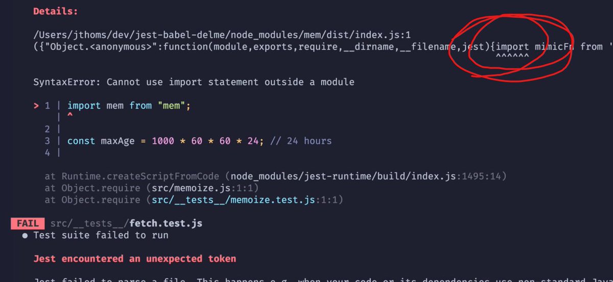 😰 REALLY STRUGGLING getting Jest to work with ESM npm modules. I created a repo in case anyone knows the answer and can submit a pull request. My  only solution now is to downgrade all module's that are ESM back to their CJS predecessor.

repo: github.com/joelnet/jest-e…