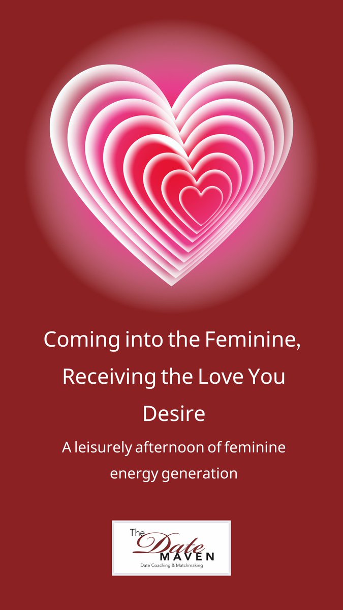 Sister, has your heart been craving this? - mailchi.mp/thedatemaven.c… #BeRelaxed #BeRadiant #BePlayful #BePresent #BeCompassionate #BeCreative #BeLove #FeminineEnergyIsn'tWeak #FeminineEnergyIsAttractive #SpecialEvent #April #DatingCoach #RelationshipCoach 
 #MindfulMatchmaker