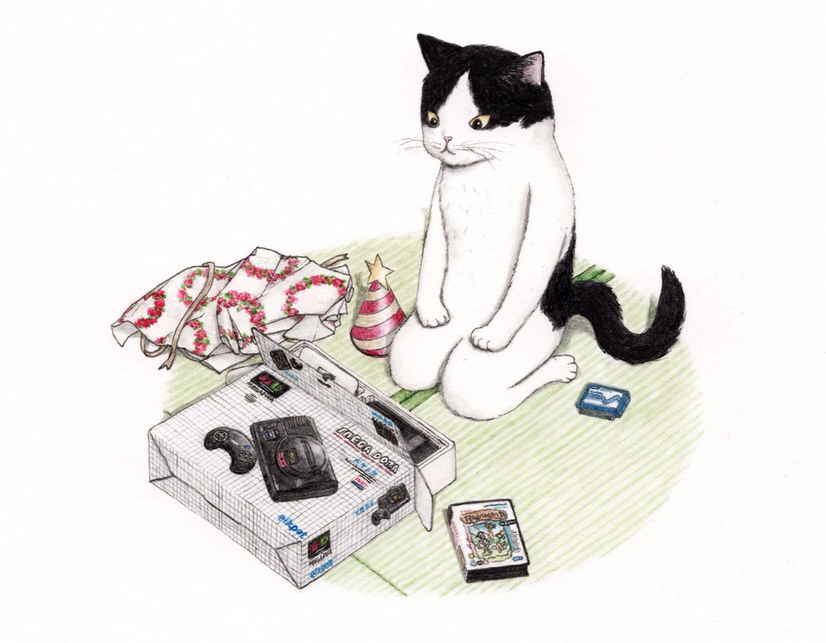 no humans cat animal focus animal tatami controller sitting  illustration images