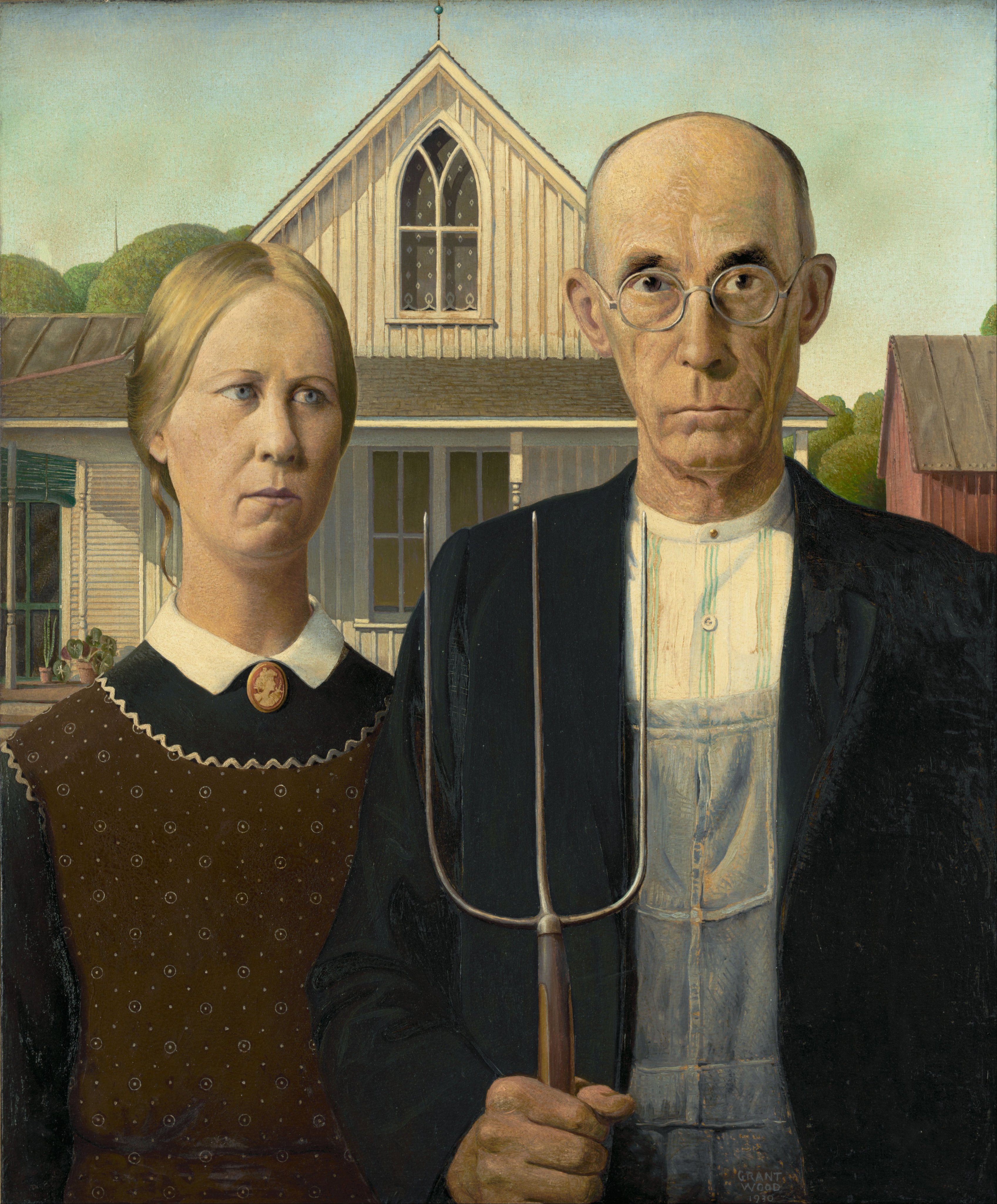 There will never be a definitive answer - Grant Wood himself wasn't clear about its meaning, or whet