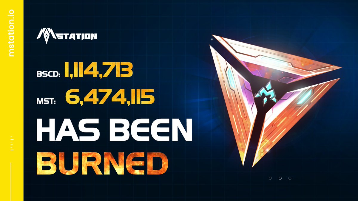 🔥 1,114,713 $BSCD &amp; 6,474,115 $MST TOKENS HAS BEEN BURNED 🔥

🔥 MStation has completed the monthly BSCD tokens burning. Now the total supply is: 66,990,779 BSCD.

✅BSCD token monthly burning will occur with the BSCS token burning event.

⏩Detail: t.me/mstation_offic…