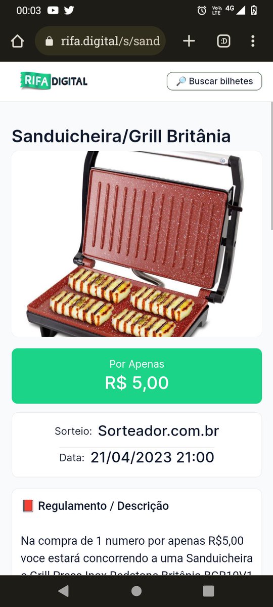 SusuhSLOA's tweet photo. Estou fazendo uma Rifa Sanduicheira/Grill Britânia, e cada bilhete está custando R$ 5,00.
O link da minha campanha é este https://t.co/hyfDd4iOoN 
Vamos lá pessoal, garanta logo os seus!💪 https://t.co/tnvyXotd7O