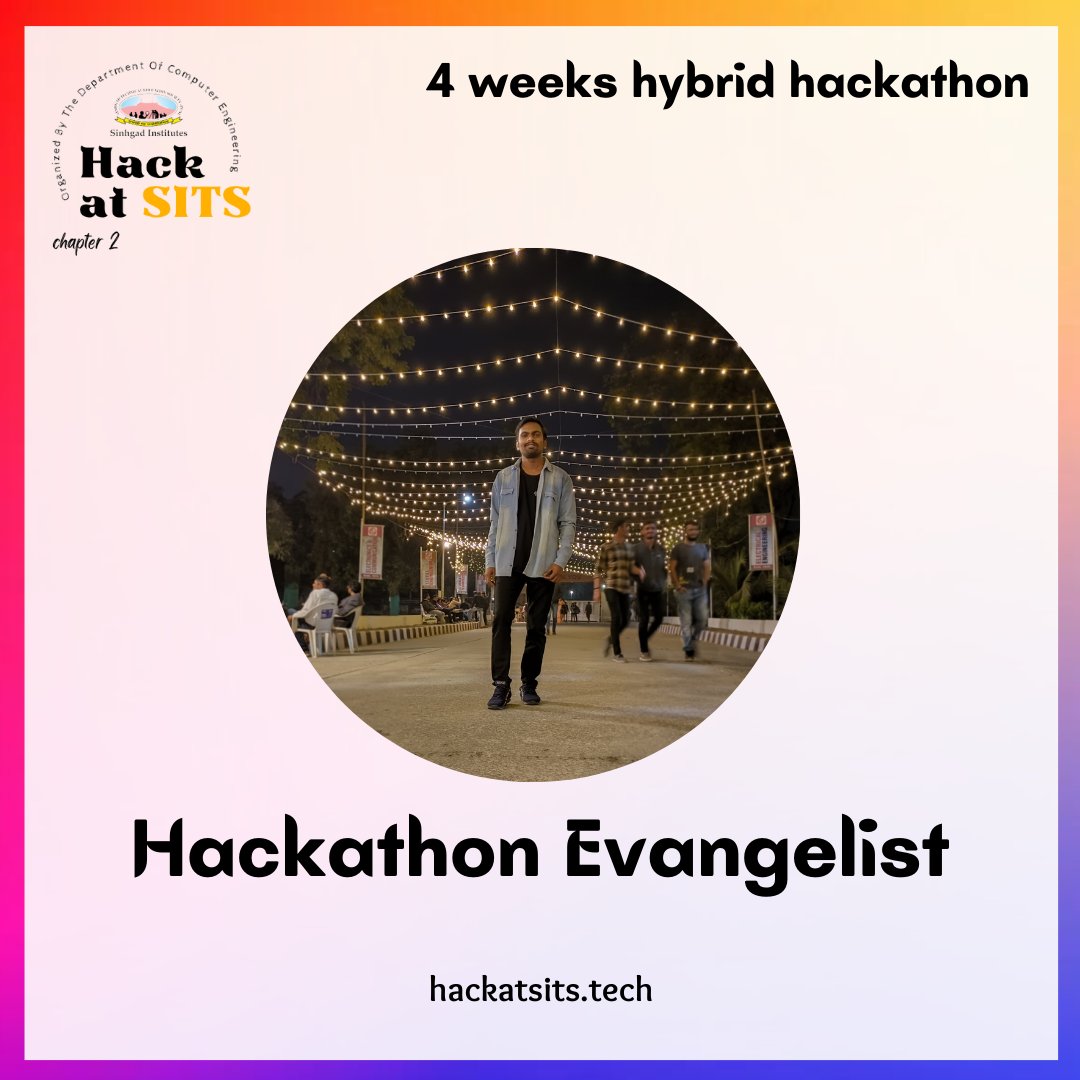 LaxdipPatel's tweet photo. I'm selected as Hackathon Evangelist for @hackatsits Chapter 2.
Register at : https://t.co/QtKoR2IhtQ
#hackatsits #evangelist
#Hackathon #hybridhackathon https://t.co/At69evt6T4