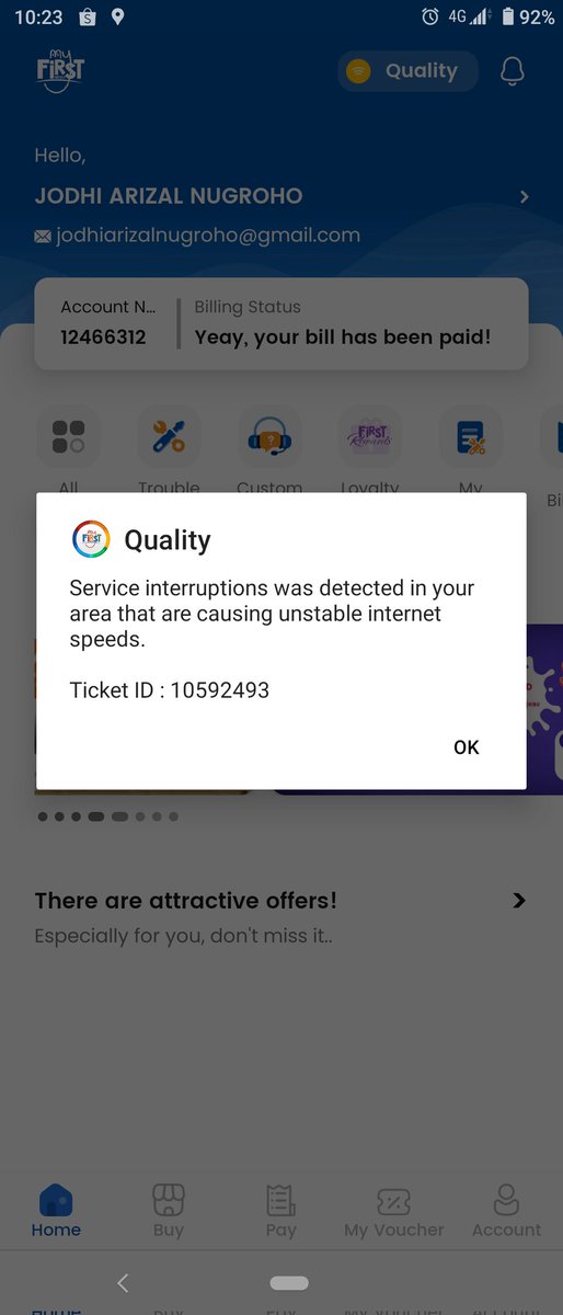 kakJod's tweet photo. No ID 12466312 - bro @FirstMediaCares ini udah 3 hari internet gak jalan. Perbaikan jaringan apa gmn? Gak kelar2 sampe sekarang? https://t.co/eLsnOJduxn