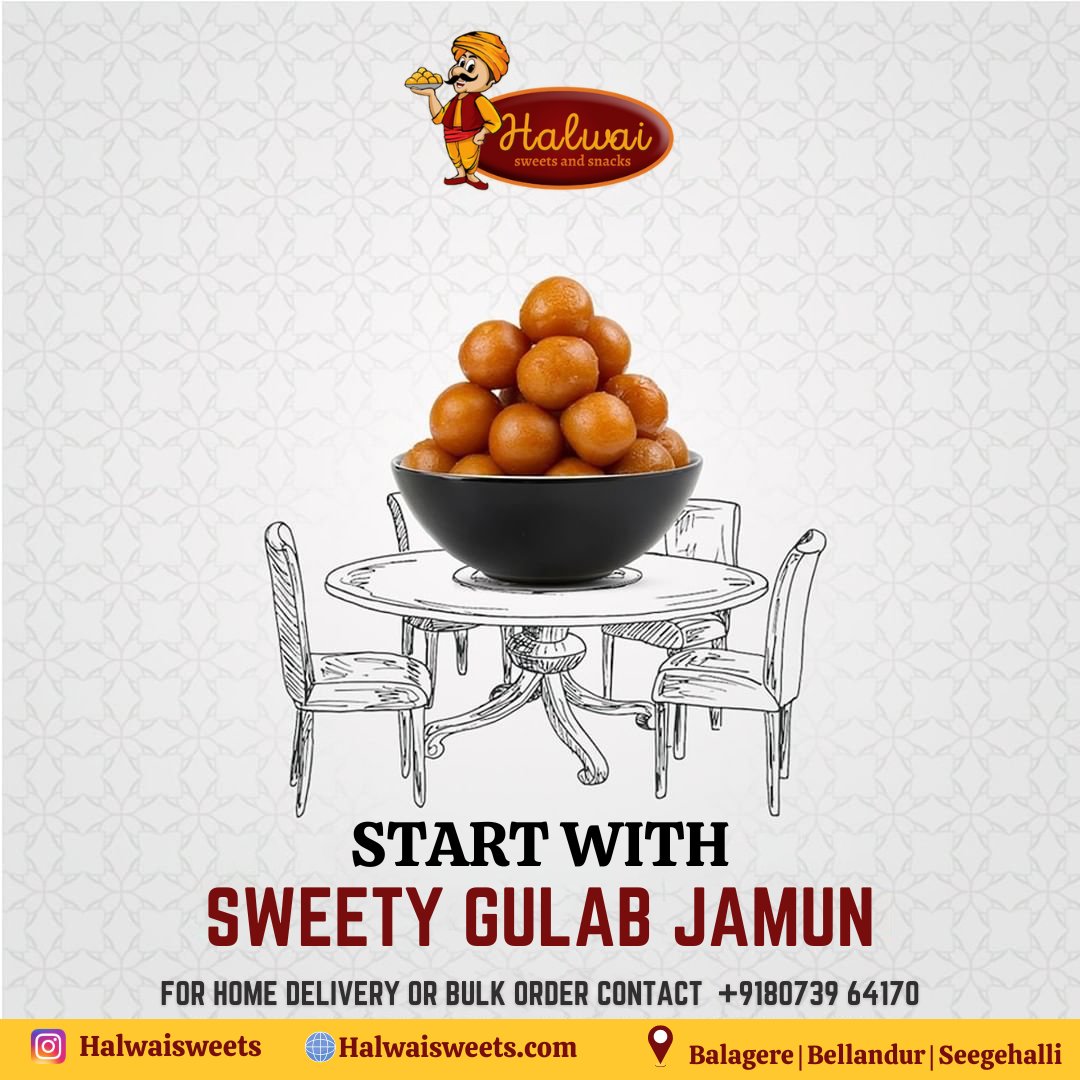 SweetsHalwai's tweet image. Start with sweety Gulab Jamun...
📍Place : Bangalore - Balagere | Bellandur | Seegehalli
📱Contact : +91 80739 64170
Visit our Website: halwaisweets.com
#everyday
#bangalore #sweetsofinstagram #instafood #sweets #sweetsnesday #foodlover #traditional #post #foodiesofinsta