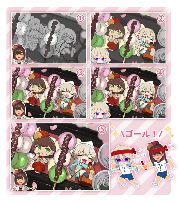 \ お絵描きリレー結果発表 /
館田樺江さん( @TaTeDaNo_KaBae )との挑戦結果です!
お題:お花見🌸🍡

⇩制作過程アーカイブ⇩
https://t.co/N6tsxDupiF 