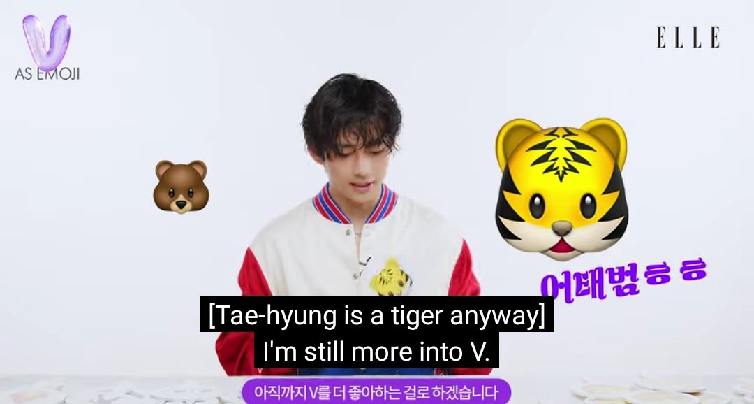 on Twitter: "Taehyung chose tiger vs bear as emojis to describe V vs