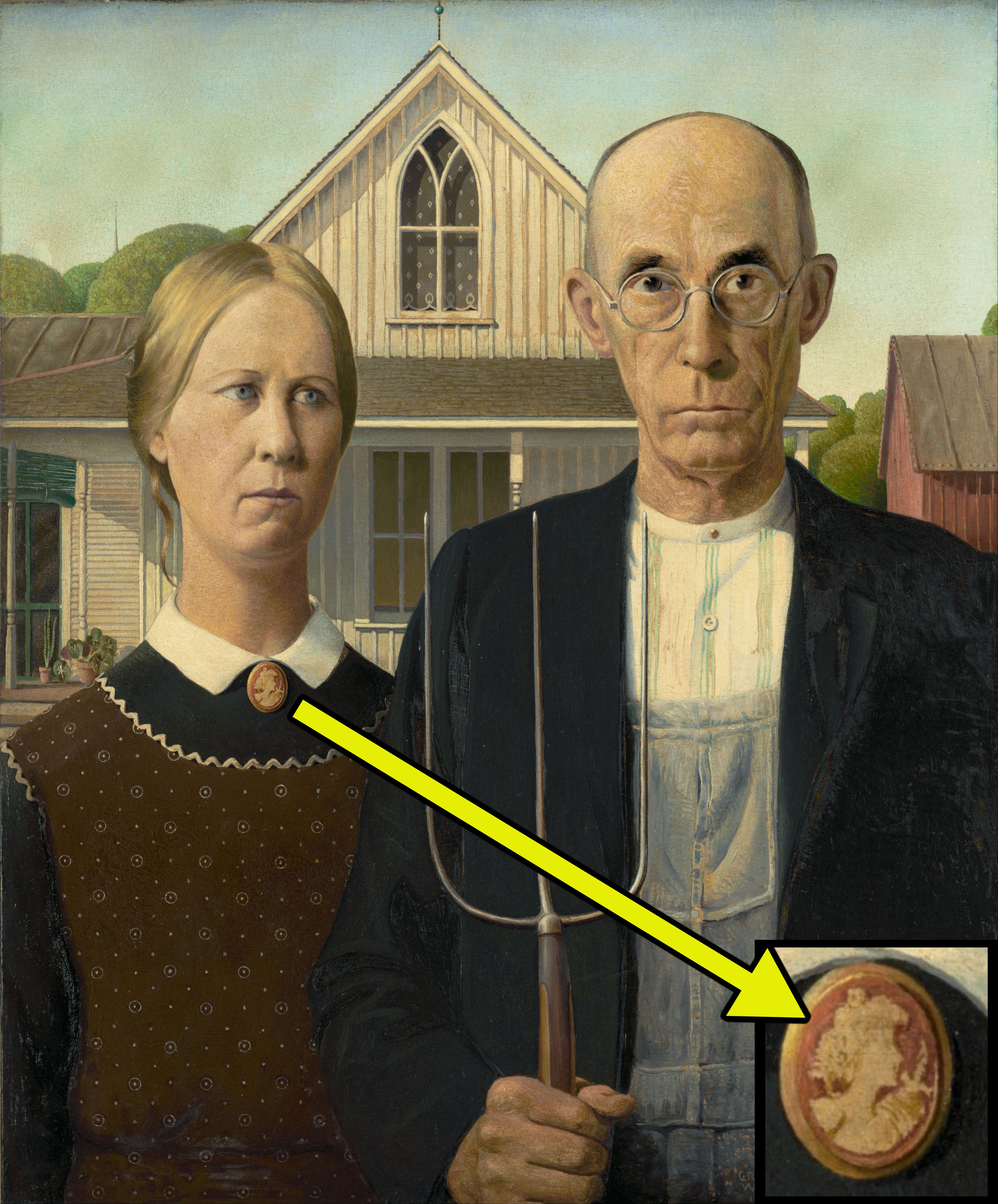 You've seen this painting a thousand times before.

It's American Gothic, painted by Grant Wood in 1