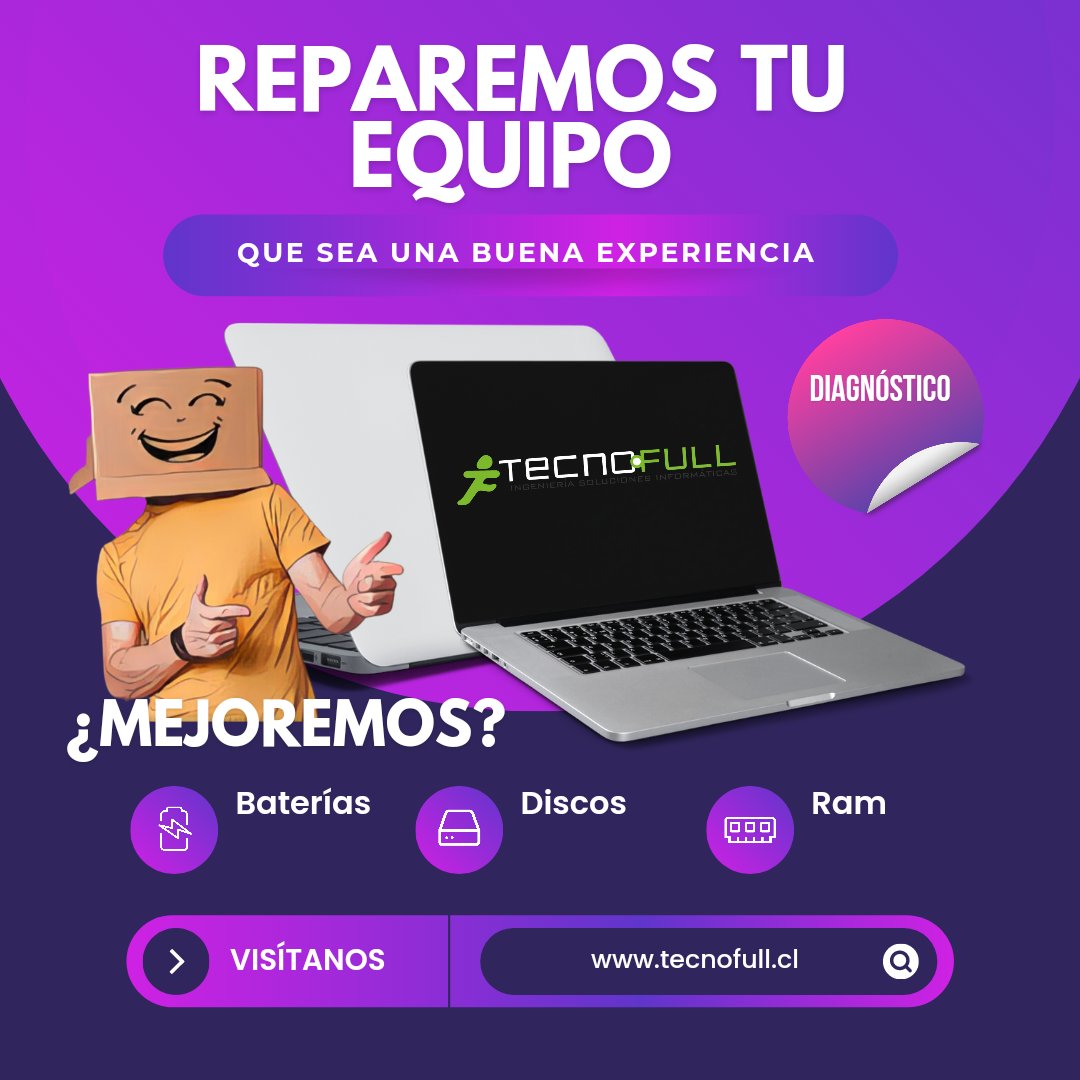 TECNOFULL's tweet photo. 🖥️💻🔧 ¿Tu computador o notebook está lento? , No enciende, se mojó o le pierdes el amor por ya no ser como era antes?  💔
¡No te preocupes! En nuestro servicio técnico podemos mejorar su velocidad y rendimiento, volverlo a la vida o que te vuelvas a enamorar de el. 💨💪 https://t.co/2e75AQYioB