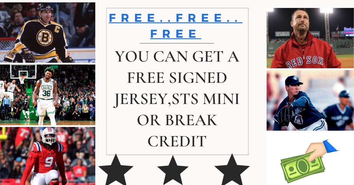 ActionSportsMem's tweet photo. Come join us on Facebook to win some free signed jerseys,minis or break credit..yes FREE!! Jerseys are bourque,david cone,Tim Wakefield,Marcus smart ,mini sts of judon or a break credit #boston #free #bostonbruins #bostonceltics🍀 #celtics #redsox #bostonredsox #patriots #pats https://t.co/Mtxo0QHml2