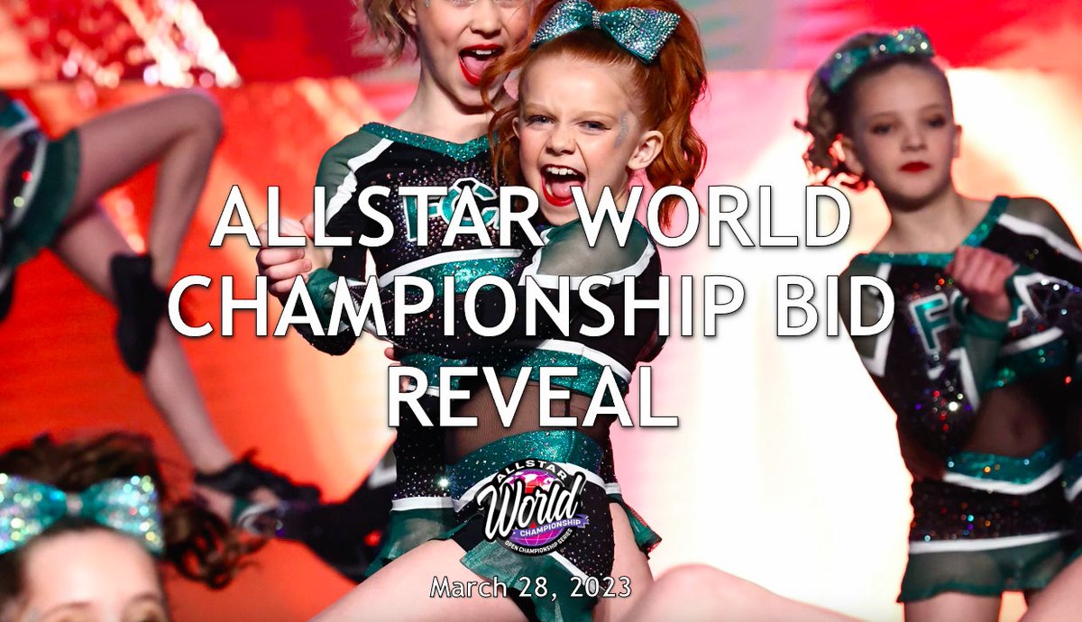 It’s time for the Allstar World Championship Bid Reveal!! 🎉

Watch the bid reveal at theallstarworldchampionship.com/bid-recipients/

Congratulations to the teams that earned bids this week! We can’t wait to see you May 4-7, 2023, in Orlando, Florida! 

#allstarworldchampionship #openchampionshipseries