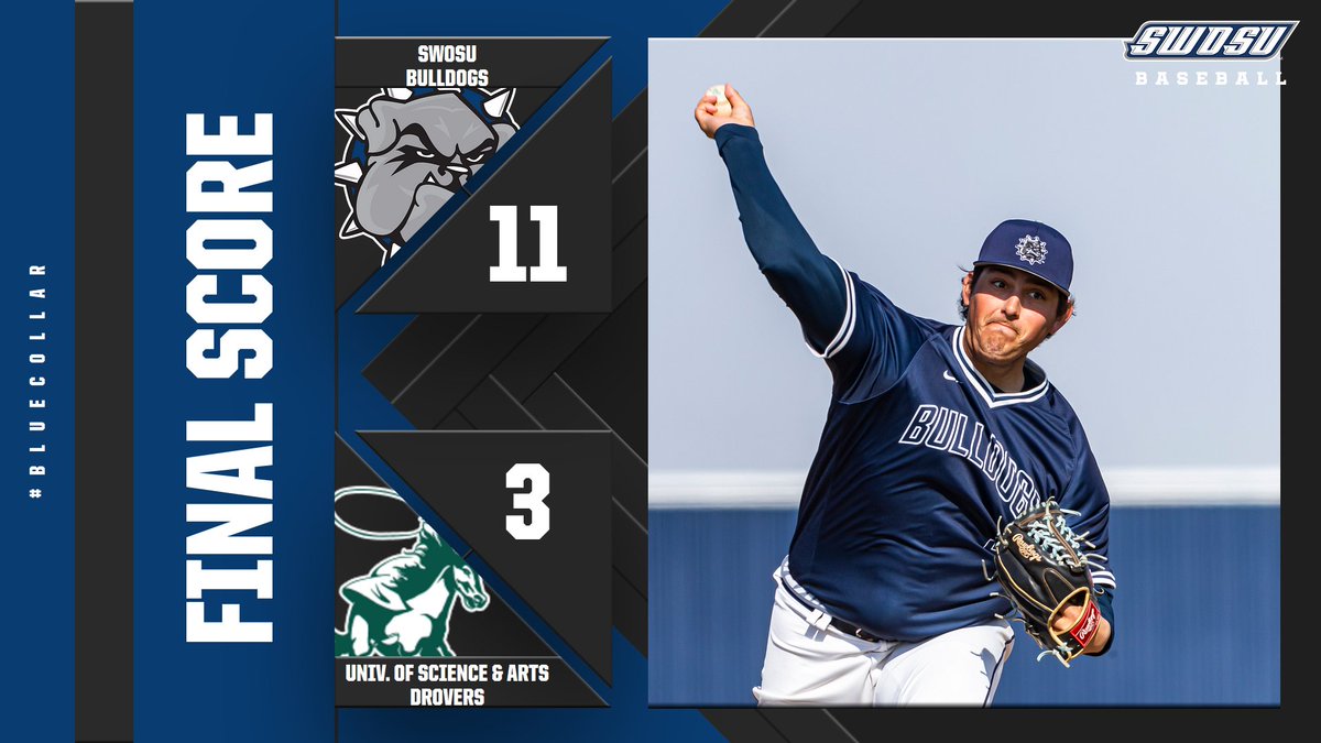 Back in the win column✅ Armstrong goes 5 and gets the win. Clines &amp; Marlow get 2 hits apiece. Trevino goes yard💣

More work to be done tomorrow at No. 7-ranked Missouri Southern.

#BlueCollar