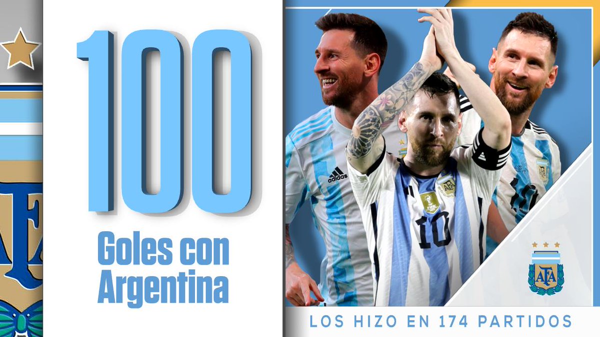 A 100 DÍAS DE LA GLORIA ETERNA EN QATAR, LEO MESSI FIRMA SU GOL NÚMERO 100 CON LA CAMISETA DE LA SELECCIÓN ARGENTINA. 

👑 #Messi100