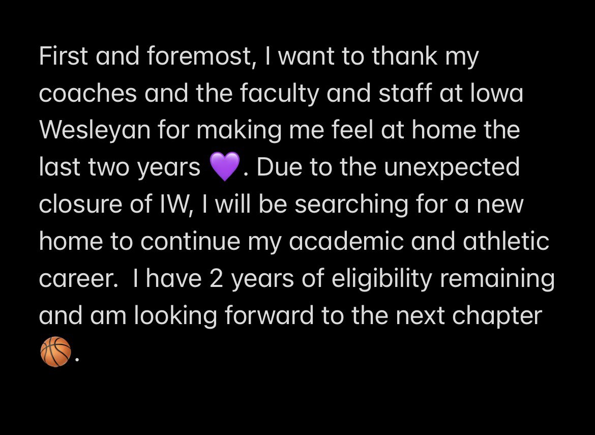 maci_kuchta's tweet photo. Thank you Iowa Wesleyan University, looking forward to what comes next in my journey!💜 https://t.co/lhet9GgILK