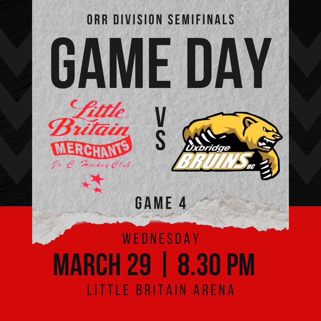 Game 4 against the Bruins happening tomorrow Mar 29 at 8:30pm in Little Britain!! Time to wear your red and GET LOUD 👏👏