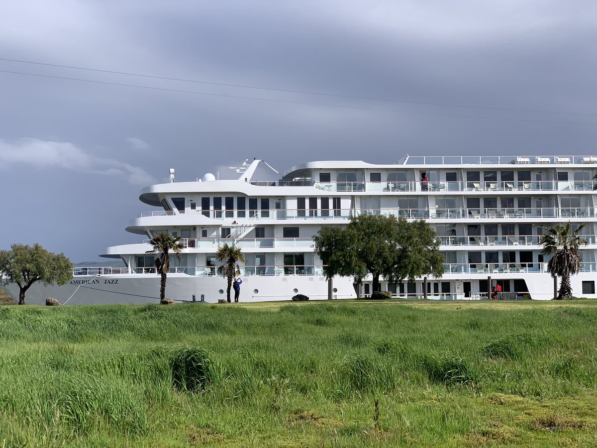 NVRHuffman's tweet photo. The American Jazz docked now at the Napa Valley Marina (next to Cuttings Wharf). Ship holds 190 guests. #americancruiselines #napacruise @NapaRegister https://t.co/pzbyRZD6kQ