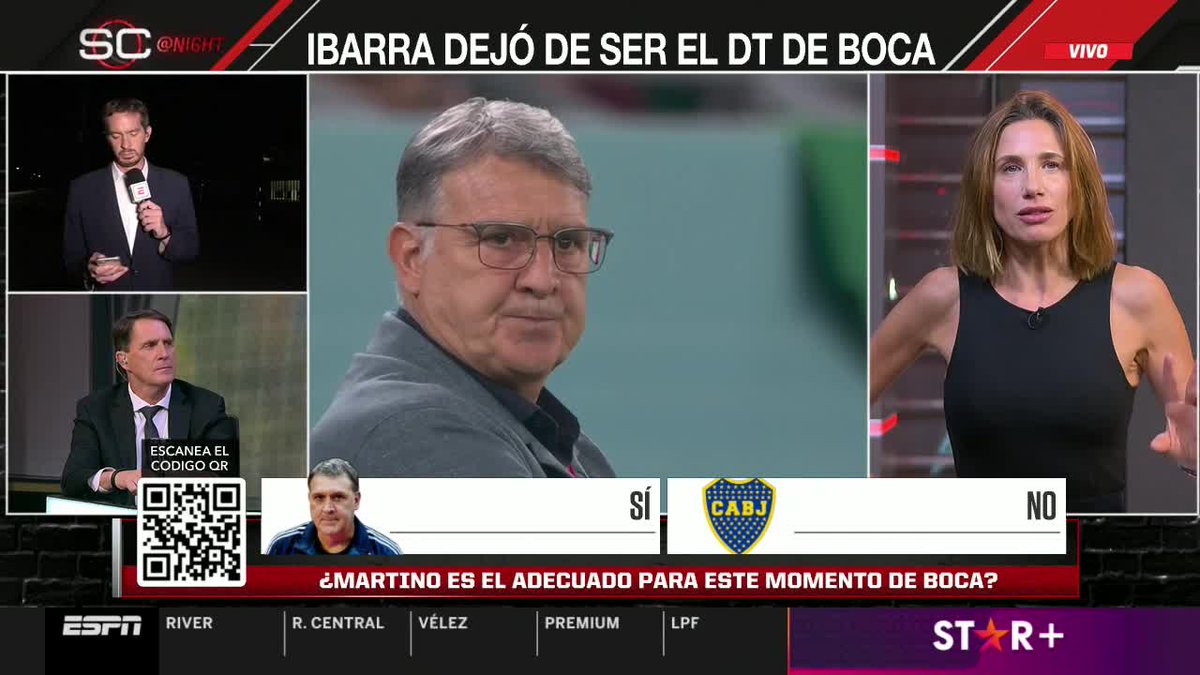 SC_ESPN's tweet photo. LA ENCUESTA DE #SCNIGHT: ¿Martino es el adecuado para este momento de Boca? ¡Escaneá y votá!

📺 #ESPNenStarPlus
➡️ https://t.co/cRnVFm5hXD https://t.co/mZzdFMDUSY