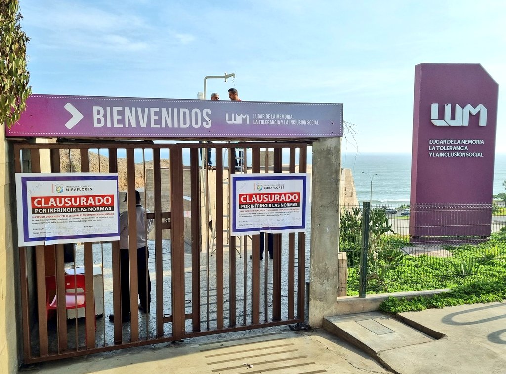 eljokerpe's tweet photo. La Municipalidad de Miraflores cerró el LUM (Lugar de la Memoria) antes del evento de Amnistía Internacional. Duro golpe a los defensores de terroristas. ¿Qué opinas? https://t.co/mcVielXmTL