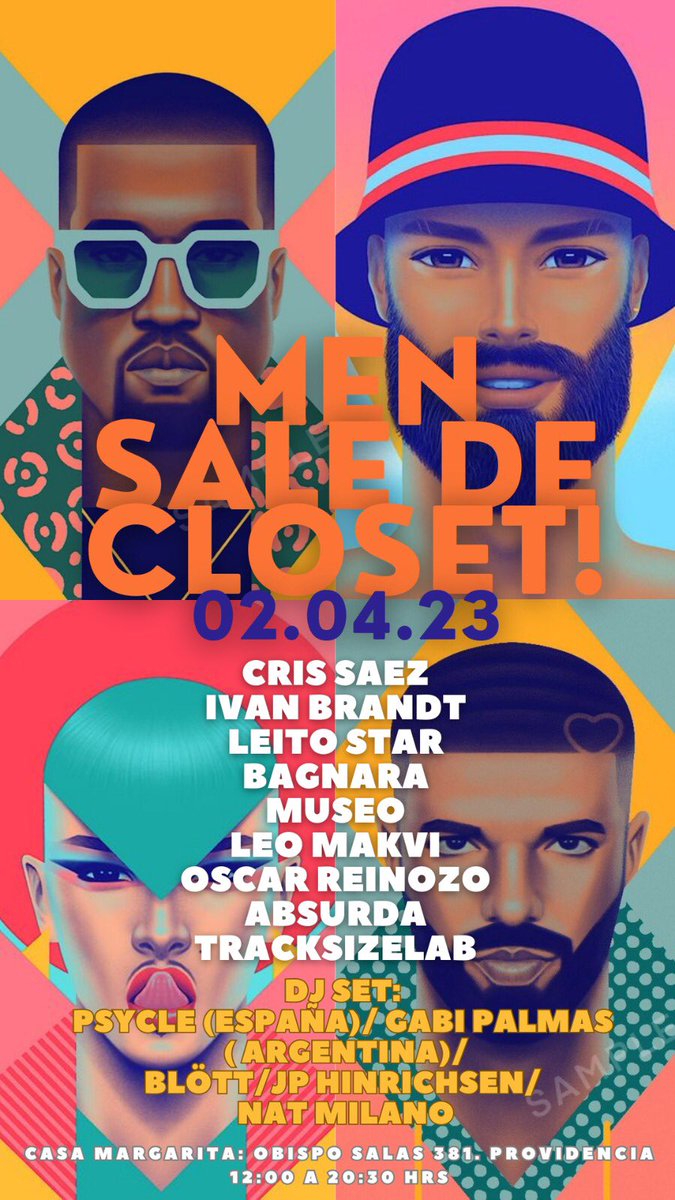LeitoStar's tweet photo. RT: este domingo 2 de Abril, gran venta de ropa de hombre en barrio Italia + djs nacionales e internacionales + drinks.
Más info en mi cuenta de IG: @leitostar https://t.co/zHFL1NTBoh