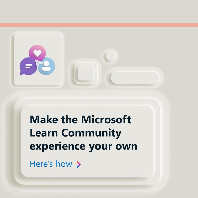 MicrosoftLearn's tweet photo. The wait is over!

Introducing our enhanced Microsoft Learn Community—a collection of experiences to empower learning through connection. 💛

How will you customize your experience? 👉 https://t.co/MTjzpyeXIT