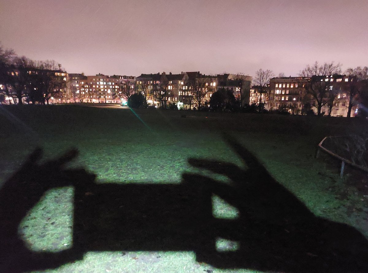 what nighttime urban photos look like when you're wearing a headlamp, taken in Victoria Park, Kreuzberg at 21K of 26K of Hannah's and my run through Berlin from Prenzlauerberg to Steglitz, 2023-01-22