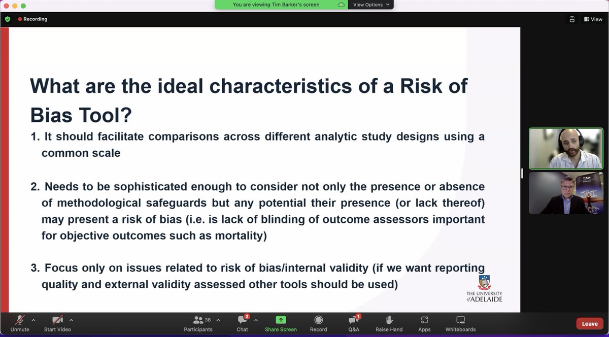 What are the ideal characteristics of a Risk of Bias Tool? Amongst others, it needs to facilitate judgements at different levels, including outcome level or result level & should facilitate comparisons across different analytic study designs, using a common scale #JBIMethodology