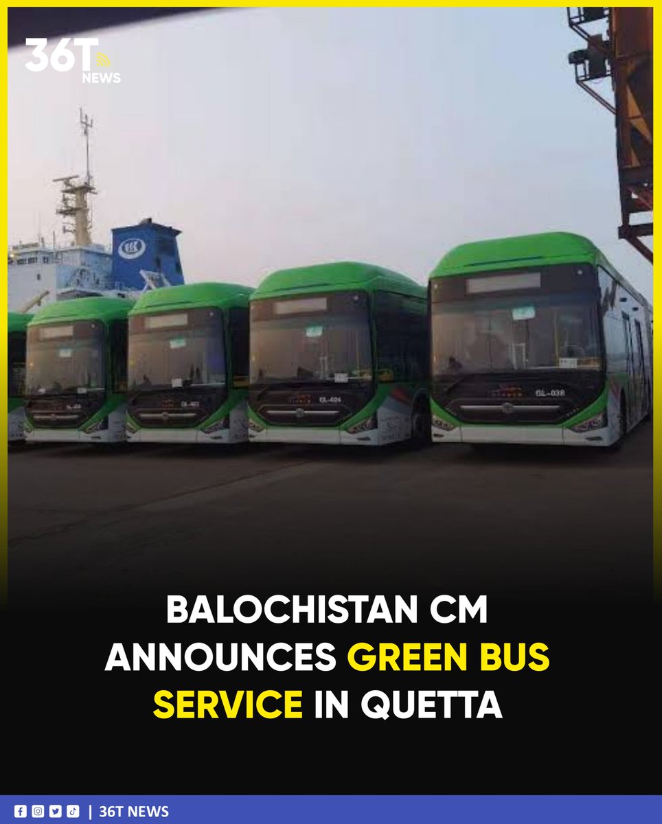 36tNews's tweet photo. Balochistan Chief Minister (CM) Mir Abdul Qudoos Bizenjo revealed on Tuesday that a green bus service would soon be launched in the city of Quetta.

The CM directed the Chief Secretary of Balochistan to ensure that the service is operational within the next three months.
#36Tnews https://t.co/Lh5VwtZfgR