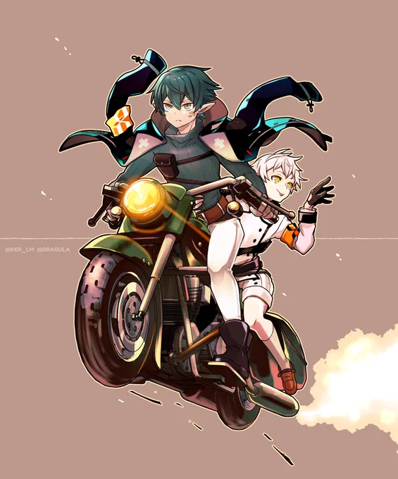 レユニオンの経済状況の実態を知る前までは兵はバイク等でも戦場駆け回ってそうなイメージがありましたが それはそれとしてファウスト君にはメフィスト君を後ろに乗せてバイク駆ってほしさみ(尻尾シートベルト)#アークナイツ  #Arknights  #明日方舟 