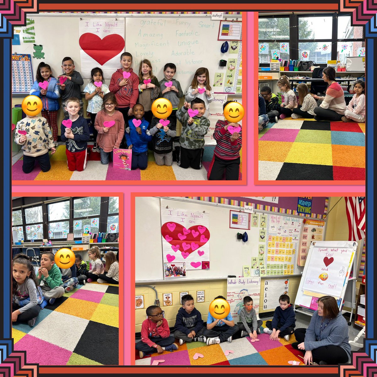 mscory1's tweet photo. Students are having fun during our restorative circle time! We are learning to show compassion for ourselves and others. #HTPSWellness @LeannaCasale @HowellTwpTauntn https://t.co/nNrh72jOMm