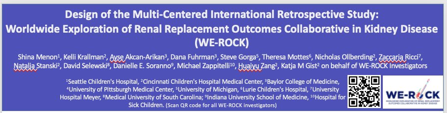 we rock (@werock_team) on Twitter photo The first #WEROCK project:
Retrospective study of children and young adults receiving CRRT for Acute Kidney Injury and fluid overload
992 patients, aged 0-25 years
Poster on study methods by <a href="/KelliKrallman/">Kelli Krallman</a> @menonshina The first #WEROCK project:
Retrospective study of children and young adults receiving CRRT for Acute Kidney Injury and fluid overload
992 patients, aged 0-25 years
Poster on study methods by <a href="/KelliKrallman/">Kelli Krallman</a> @menonshina