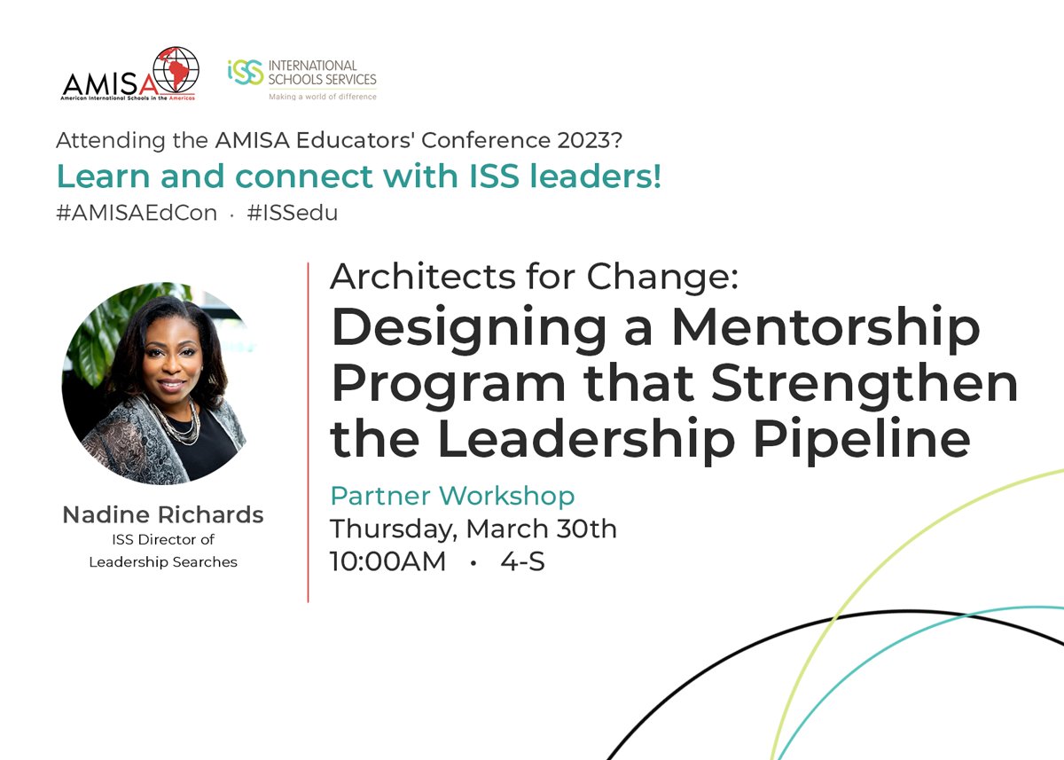 Attending the 2023 <a href="/amisa_us/">AMISA - American Intl. Schools in the Americas</a> Educators' Conference? On March 30, explore an aspiring leadership model co-created by ISS leader <a href="/naywheels/">Nadine Richards</a> &amp; Kevin Simpson <a href="/GlobalKdsl/">KDSLGlobal and AIELOC</a>, designed to cultivate diverse and underrepresented talent in #intlschools. #ISSedu #AMISAEdCon