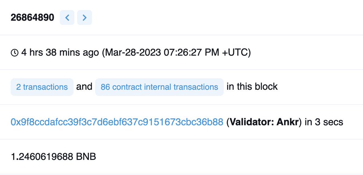 @PeckShieldAlert @peckshield @SlowMist_Team @BlockSecTeam @cz_binance and @0xblvck_ pointed out the exploit block 26864890 has only one transaction. We need some explanation from @ankr ?