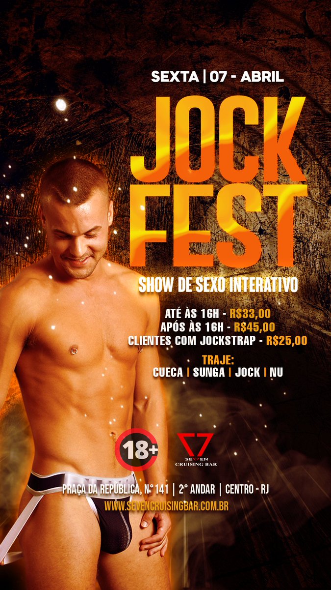 sevenbarbr's tweet photo. 07/04 - Sexta-feira Santa
#JockFest
Até às 16h R$ 33,00. Após às 16h 45,00
Clientes com jockstrap 25,00
Show de sexo ao vivo interativo 🔞
Traje: Cueca, sunga, jockstraps ou nu https://t.co/F9B6LsOSF8 https://t.co/icDJ0By9zE